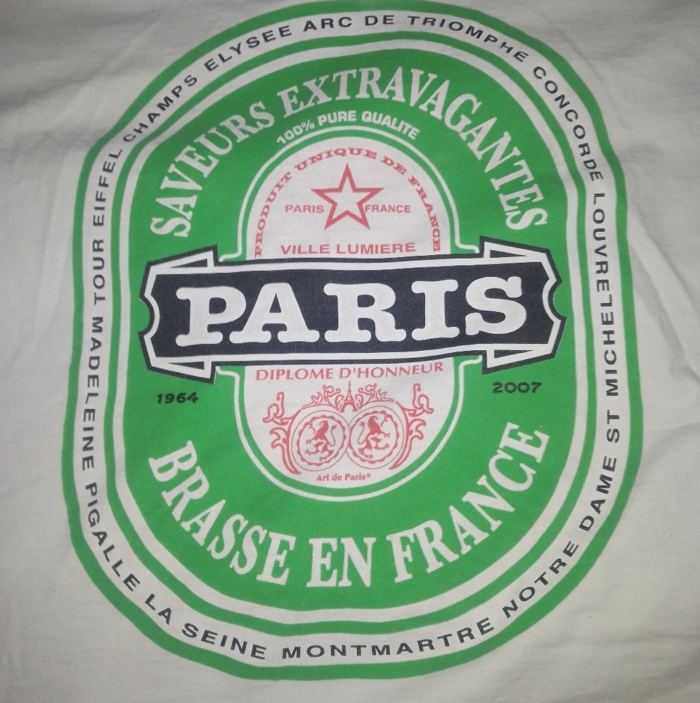 French Heniken Style White Cropped Shirt NWOT